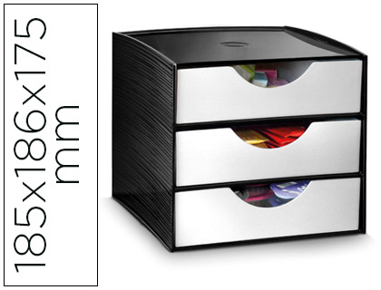 CEP - MODULO CAJONES DE SOBREMESA 3 CAJONES POLIESTIRENO COLOR GRIS/MARRON ESPECIAL PARA SNACKS 185X186X175 MM (Ref.8-111)