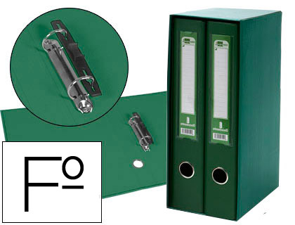 LIDERPAPEL - MODULO 2 ARCHIVADORES FOLIO 2 ANILLAS MECANISMO DE PALANC 75MM VERDE (Ref.MD47)