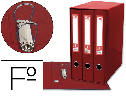 LIDERPAPEL - MODULO 3 ARCHIVADORES FOLIO 2 ANILLAS MIXTAS 40MM ROJO (Ref.MD33)