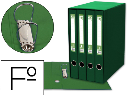 LIDERPAPEL - MODULO 4 ARCHIVADORES FOLIO 2 ANILLAS MIXTAS 25MM VERDE (Ref.MD44)