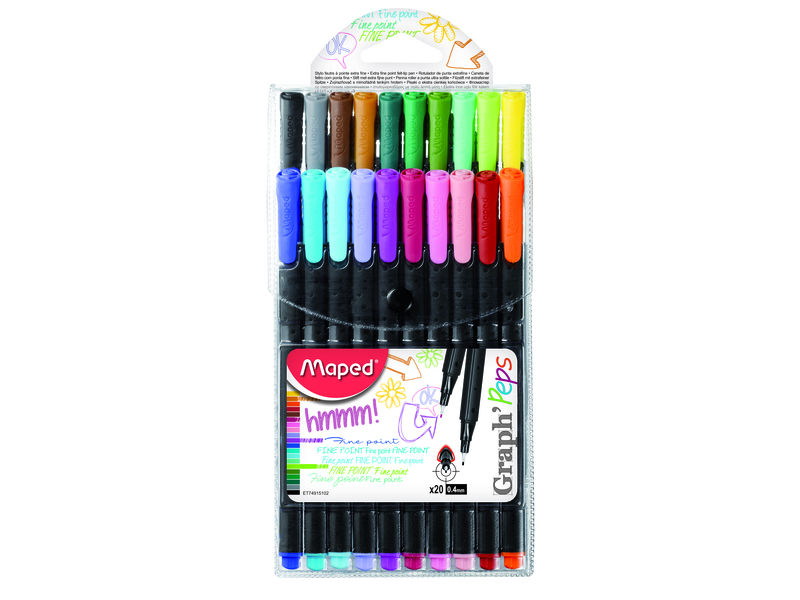 MAPED - Estuche 20 ROTULADORES DE ESCRITURA PUNTA FINA 0,4MM. (Ref.749151)