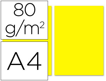 LIDERPAPEL - PAPEL COLOR A4 80G/M2 AMARILLO PAQUETE DE 100 (Ref.PC48)