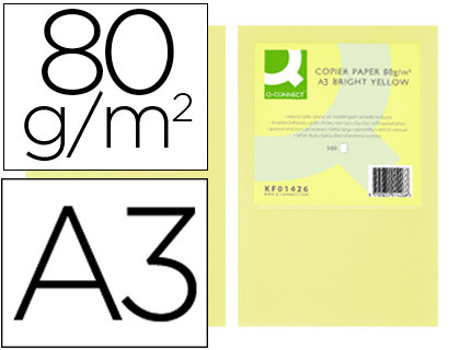 Q-CONNECT - PAPEL COLOR DIN A3 80GR CHAMPAGNE PAQUETE DE 500 HOJAS (Ref.KF18002)
