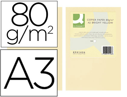 Q-CONNECT - PAPEL COLOR DIN A3 80GR CREMA PAQUETE DE 500 HOJAS (Ref.KF18003)