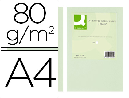 Q-CONNECT - PAPEL COLOR DIN A4 80 GR VERDE PAQUETE DE 500 HOJAS (Ref.KF01093)