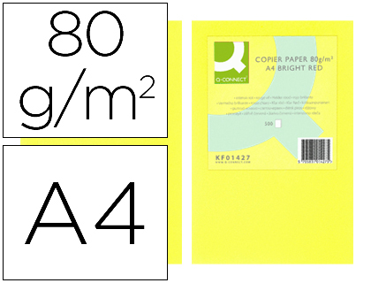 Q-CONNECT - PAPEL COLOR DIN A4 80GR AMARILLO NEON PAQUETE DE 500 HOJAS (Ref.KF16266)