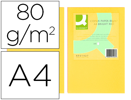 Q-CONNECT - PAPEL COLOR DIN A4 80GR AMARILLO PAQUETE DE 500 HOJAS (Ref.KF01096)