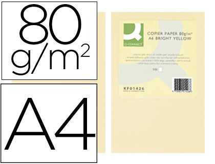 Q-CONNECT - PAPEL COLOR DIN A4 80GR CREMA PAQUETE DE 500 HOJAS (Ref.KF16264)