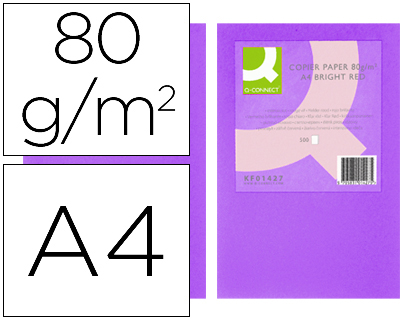 Q-CONNECT - PAPEL COLOR DIN A4 80GR LILA INTENSO PAQUETE DE 500 HOJAS (Ref.KF16263)
