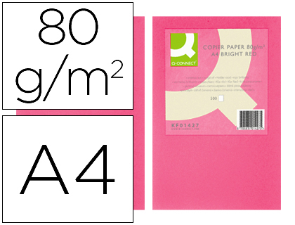 Q-CONNECT - PAPEL COLOR DIN A4 80GR ROSA INTENSO PAQUETE DE 500 HOJAS (Ref.KF16262)