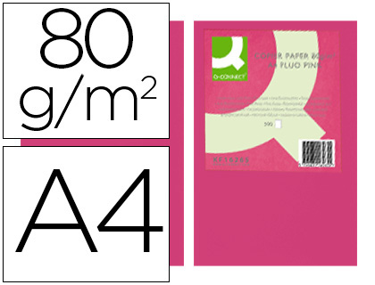 Q-CONNECT - PAPEL COLOR DIN A4 80GR ROSA NEON PAQUETE DE 500 HOJAS (Ref.KF16265)