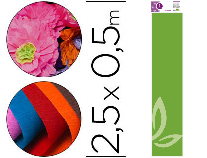 LIDERPAPEL - PAPEL CRESPON 50 CM X 2,5 M 34G/M2 VERDE FLUORESCENTE (Ref.CP37)