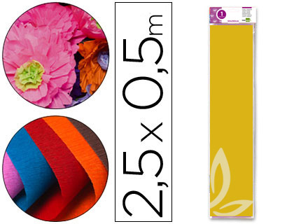 LIDERPAPEL - PAPEL CRESPON 50 CM X 2.5M 34G/M2 AMARILLO ORO (Ref.CP03)