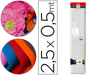 LIDERPAPEL - PAPEL CRESPON 50 CM X 2.5M 34G/M2 BLANCO (Ref.CP01)