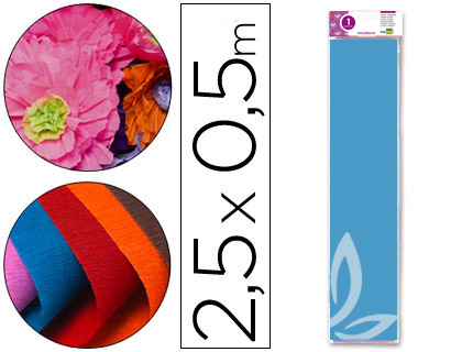 LIDERPAPEL - PAPEL CRESPON 50 CM X 2.5M 34G/M2 CELESTE (Ref.CP10)