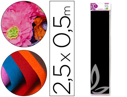 LIDERPAPEL - PAPEL CRESPON 50 CM X 2.5M 34G/M2 NEGRO (Ref.CP17)