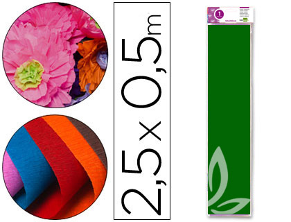 LIDERPAPEL - PAPEL CRESPON 50 CM X 2.5M 34G/M2 VERDE OSCURO (Ref.CP15)