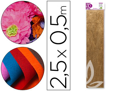 LIDERPAPEL - PAPEL CRESPON 50 CM X 2.5M METALIZADO ORO (Ref.CP22)