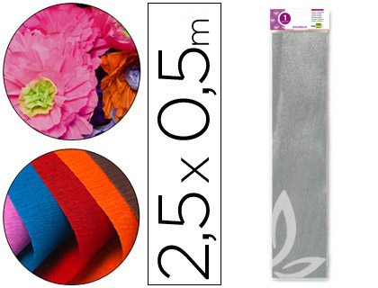 LIDERPAPEL - PAPEL CRESPON 50 CM X 2.5M METALIZADO PLAT A (Ref.CP21)