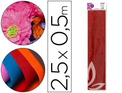 LIDERPAPEL - PAPEL CRESPON 50 CM X 2.5M METALIZADO ROJO (Ref.CP23)