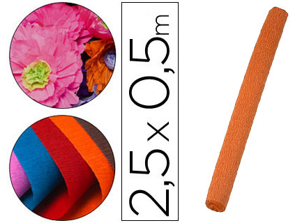 LIDERPAPEL - PAPEL CRESPON ROLLO DE 50 CM X 2,5 M 85G/M2 NARANJA (Ref.CP35)