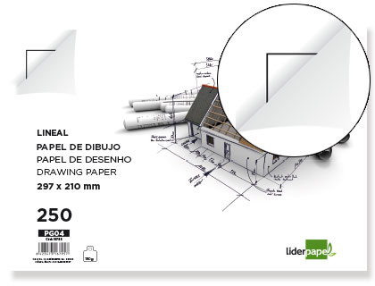 LIDERPAPEL - PAPEL DIBUJO 210X297MM 150G/M2 CON CAJETIN (Ref.PH04)