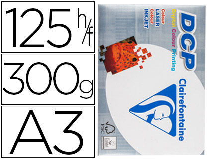 CLAIREFONTAINE - PAPEL FOTOCOPIADORA DIN A3 300 GRAMOS PAQUETE DE 125 HOJAS (Ref.3802C)