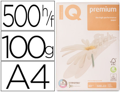 IQ - PAPEL FOTOCOPIADORA PREMIUM DIN A4 100 GRAMOS PAQUETE DE 500 HOJAS 