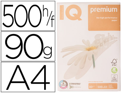 IQ - PAPEL FOTOCOPIADORA PREMIUM DIN A4 90 GRAMOS PAQUETE DE 500 HOJAS 