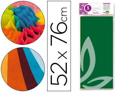 LIDERPAPEL - PAPEL SEDA 52X76CM 18G/M2 BOLSA DE 5 HOJAS VERDE OSCURO (Ref.SE29)