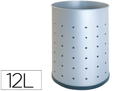 SIE - PAPELERA METALICA 101-R PLATEADA PINTADA PERFORADA 315X215 MM (Ref.101-R-PL)