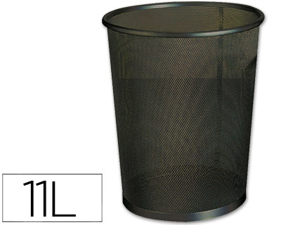 Q-CONNECT - PAPELERA METALICA NEGRA - REJILLA- 205X210X150MM (Ref.KF00869)