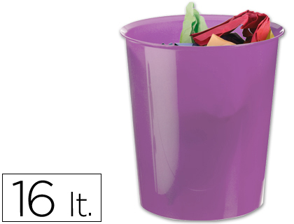 Q-CONNECT - PAPELERA PLASTICO VIOLETA TRANSLUCIDO 16 LITROS (Ref.KF15257)