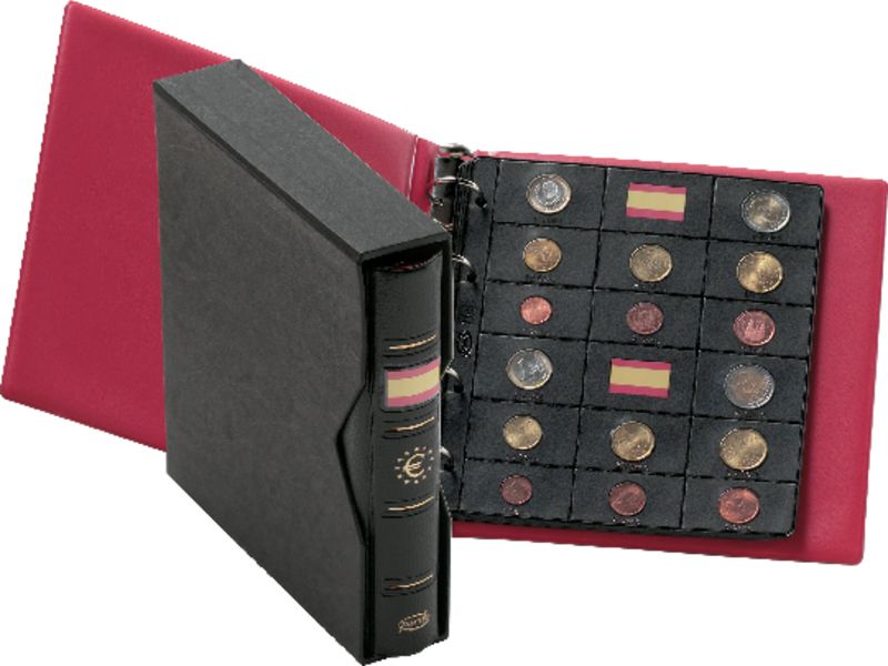 PARDO - Albums monedas 4 anillas 240X215X50 Negra Simil piel Con cajetin (Ref.170001)