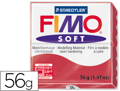 STAEDTLER - PASTA FIMO SOFT 56 GR COLOR ROJO CEREZA (Ref.8020-26)