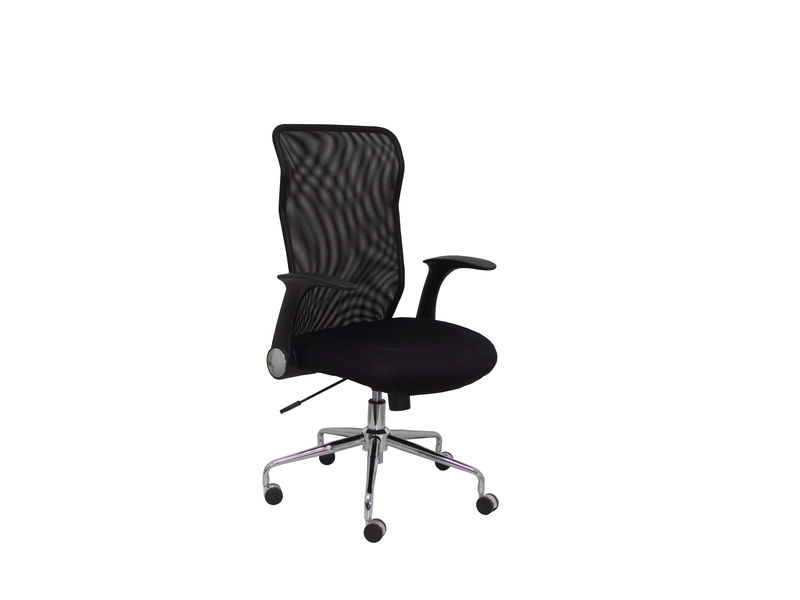 PIQUERAS Y CRESPO - Silla DELHI CON RESPALDO DE MALLA NEGRA TRANSPIRABLE Y ASIENTO NEGRO TAPIZADO. (Ref.4031NE)