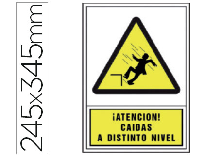 SYSSA - PICTOGRAMA SEÑAL DE ADVERTENCIA ATENCION! CAIDAS A DISTINTO NIVEL EN PVC 245X345 MM (Ref.2084)