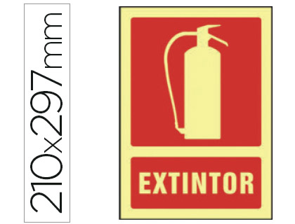 SYSSA - PICTOGRAMA SEÑAL DE EXTINTOR EN PVC FOTOLUMINISCENTE 210X297 MM (Ref.6015F)
