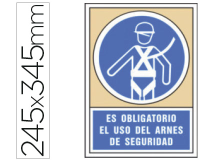 SYSSA - PICTOGRAMA SEÑAL DE OBLIGACION ES OBLIGATORIO EL USO DE ARNES DE SEGURIDAD EN PVC 245X345 MM (Ref.4001)
