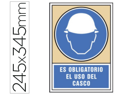 SYSSA - PICTOGRAMA SEÑAL DE OBLIGACION ES OBLIGATORIO EL USO DE CASCO EN PVC 245X345 MM (Ref.4000)