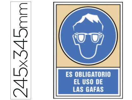 SYSSA - PICTOGRAMA SEÑAL DE OBLIGACION ES OBLIGATORIO EL USO DE LAS GAFAS EN PVC 245X345 MM (Ref.4002)