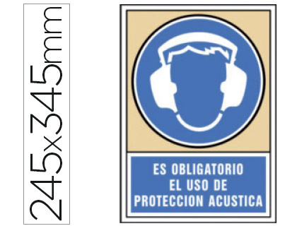 SYSSA - PICTOGRAMA SEÑAL DE OBLIGACION ES OBLIGATORIO EL USO DE PROTECCION ACUSTICA EN PVC 245X345 MM (Ref.4008)