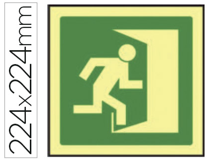 SYSSA - PICTOGRAMA SEÑAL DE SALIDA DE EMERGENCIA DERECHA EN PVC FOTOLUMINISCENTE 224X224 MM (Ref.9051F)