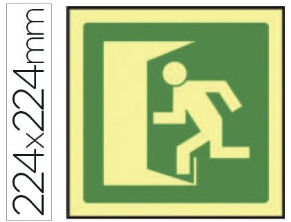 SYSSA - PICTOGRAMA SEÑAL DE SALIDA DE EMERGENCIA IZQUIERDA EN PVC FOTOLUMINISCENTE 224X224 MM (Ref.9050F)