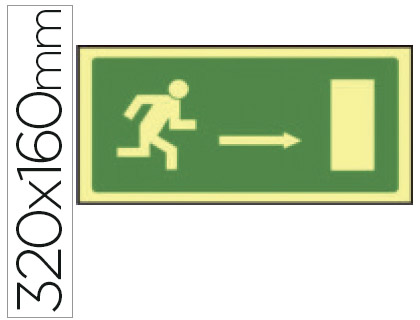 SYSSA - PICTOGRAMA SEÑAL DE SALIDA EMERGENCIA FLECHA DERECHA EN PVC FOTOLUMINISCENTE 320X160 MM (Ref.9015F)