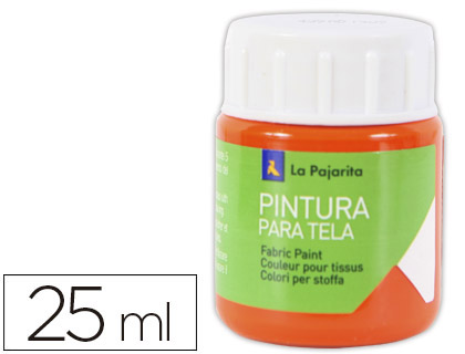 LA PAJARITA - PINTURA PARA TELA ANARANJADO 25 ML (Ref.T-14)