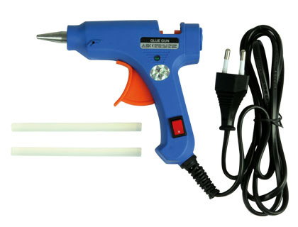 LIDERPAPEL - PISTOLA TERMOFUSIBLE MINI DE 25 W CON GATILLODISPENSADOR Y 2 BARRAS DE SILICONA DE 7 MM DIAMETRO X 100 MM (Ref.PS01)