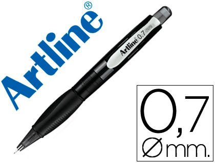 ARTLINE - PORTAMINAS RETRACTIL SUJECION DE CAUCHO TRANSLUCIDO 0.7 MM -CUERPO NEGRO (Ref.7070)