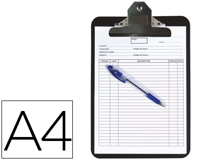 Q-CONNECT - PORTANOTAS POLIPROPILENO NEGRO DIN A4 4 MM (Ref.KF03300)