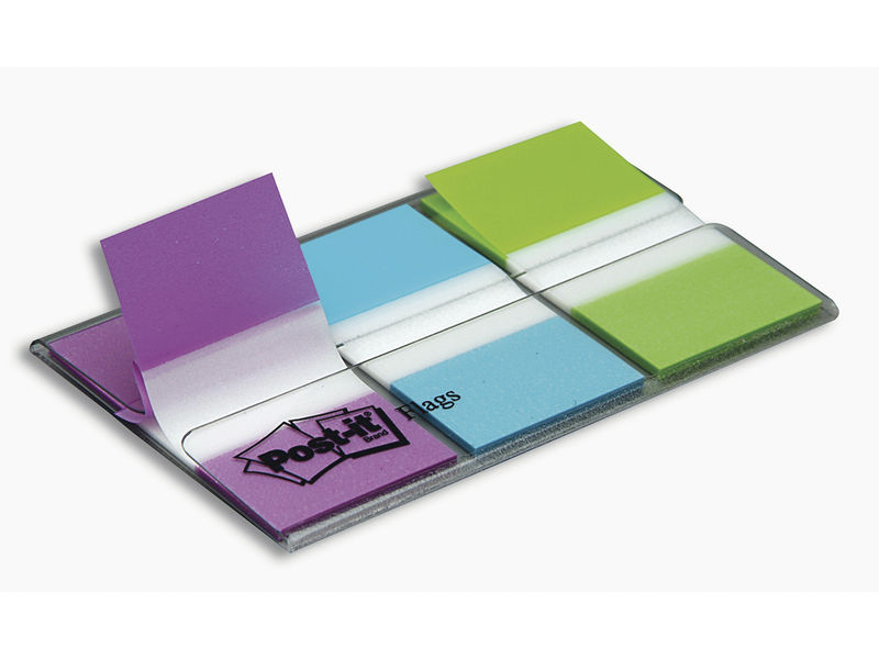 POST-IT - Banderitas Adhesivas 3udx20indices - 25,4x43mm - Violeta, Verde y Azul (Ref.680-PBG/7100019102)